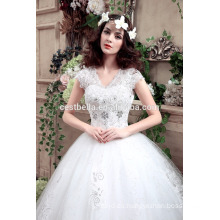 Alibaba de fábrica barato en la venta de tela de tul de cuello en V vestido de novia en venta